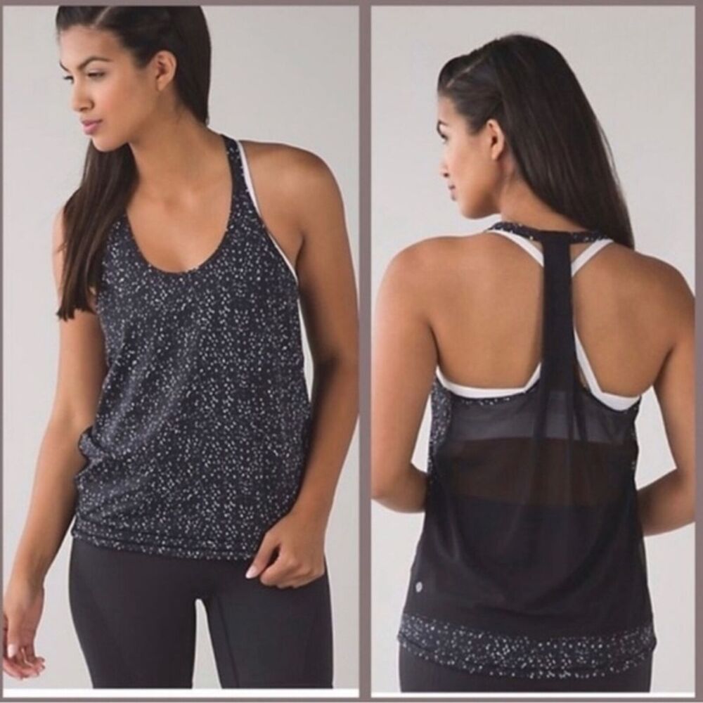 Lululemon Drop It Like It's Hot Tank -Butterfly Texture Black White Mesh